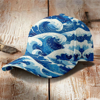 Japanese Style Wave Print Casual Cap - Apricot - one size - image 1