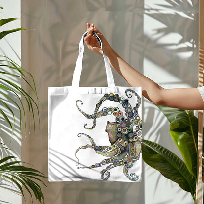 Colorful Octopus Oil Painting Print Bag - White - one size - image 4