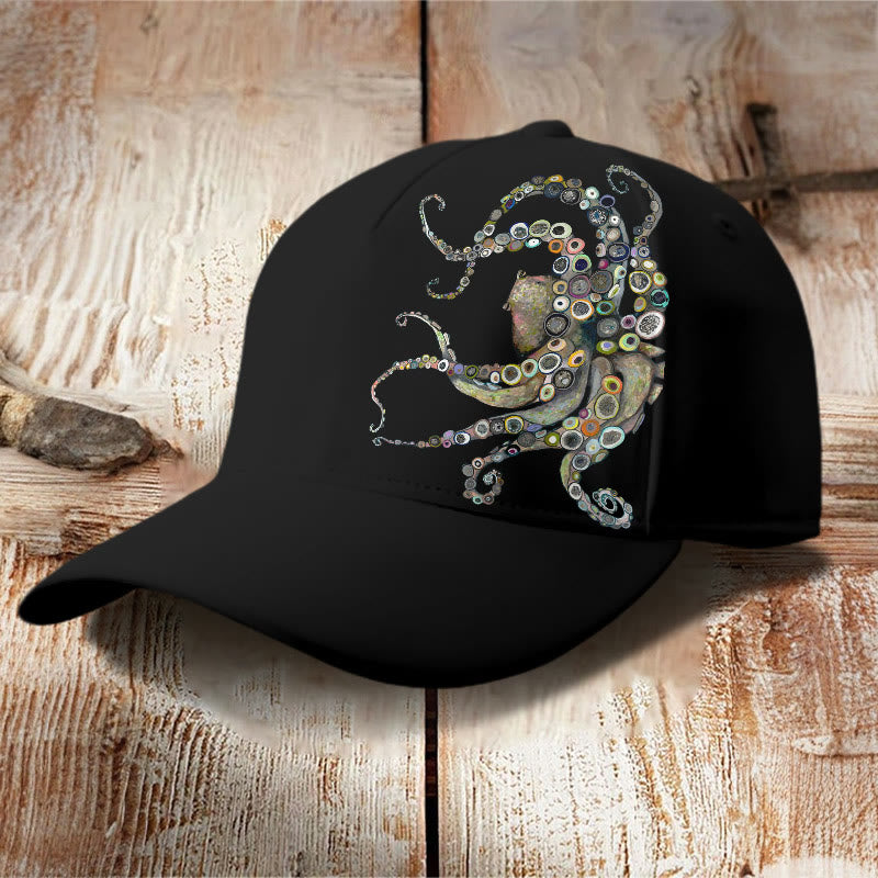 Colorful Octopus Oil Painting Print Cap - image 10