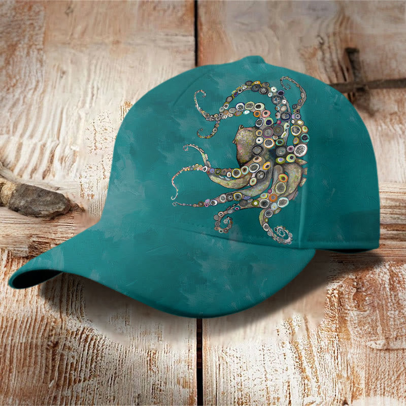 Colorful Octopus Oil Painting Print Cap - image 2