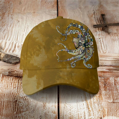 Colorful Octopus Oil Painting Print Cap - Khaki - one size - image 6