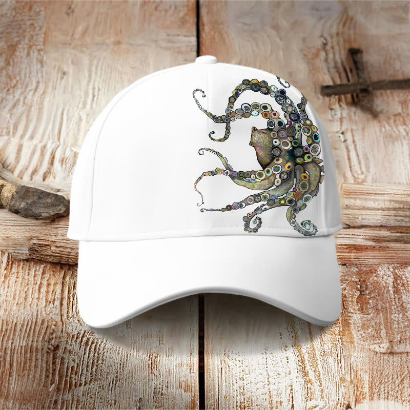 Colorful Octopus Oil Painting Print Cap - image 12