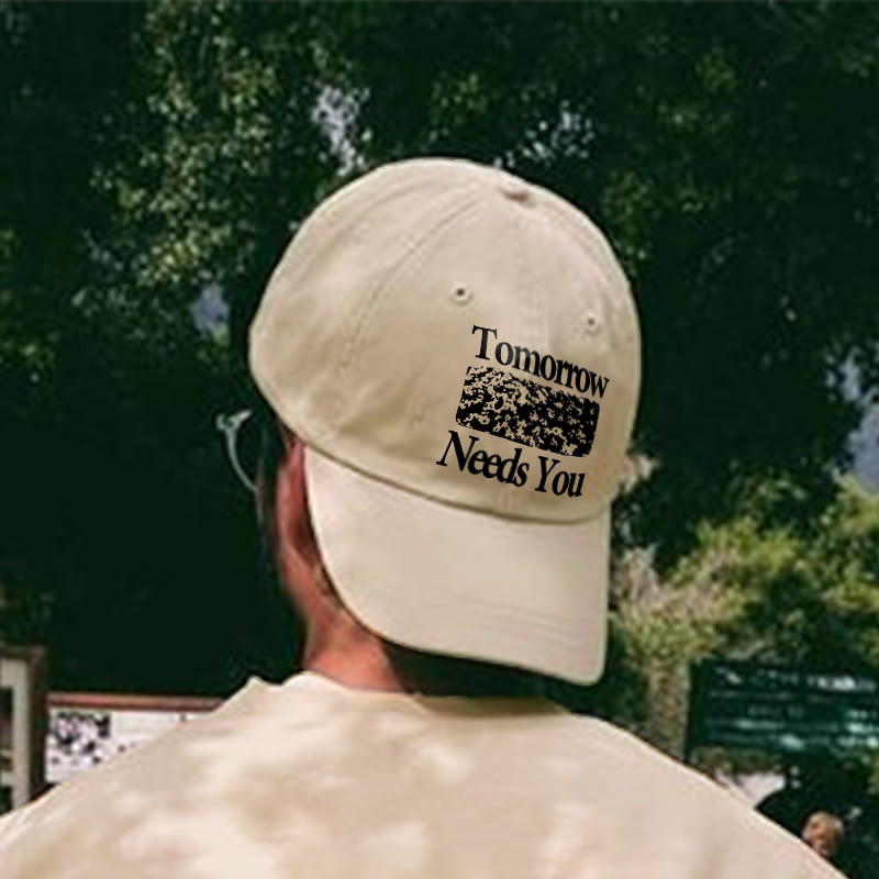100% Cotton Tomorrow Needs You Print Cap - Beige - one size - image 1