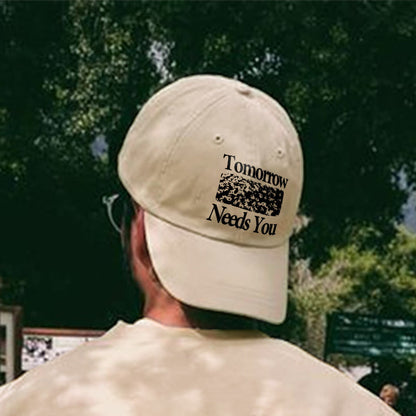100% Cotton Tomorrow Needs You Print Cap - Beige - one size - image 1
