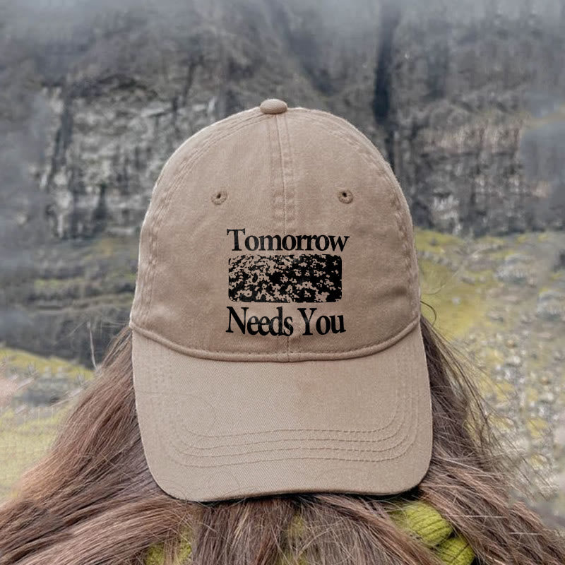 100% Cotton Tomorrow Needs You Print Cap - Khaki - one size - image 3