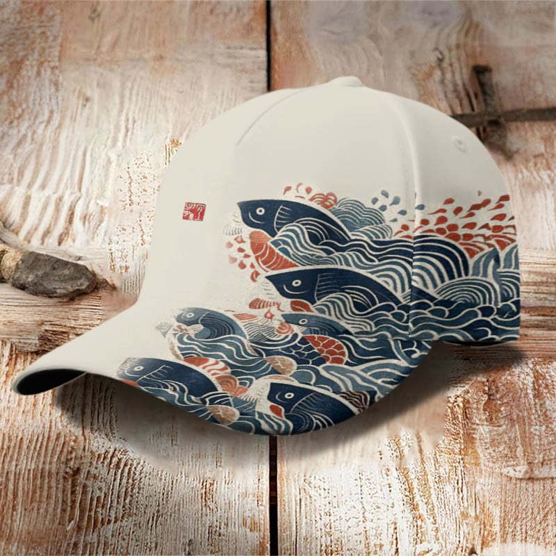 Japanese Art Carp Print Casual Cap - image 2