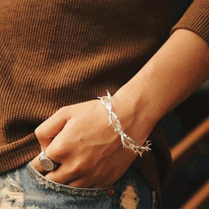 Simple And Stylish Thorn Open Bracelet - Silver - one size - image 1
