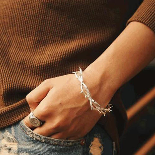 Simple And Stylish Thorn Open Bracelet - Silver - one size - image 1