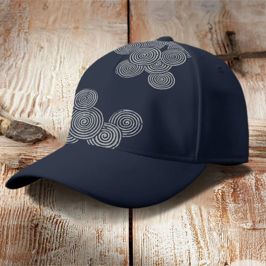  Simple Fingerprint Shape Art Print Casual Cap - Navy Blue - one size - image 1
