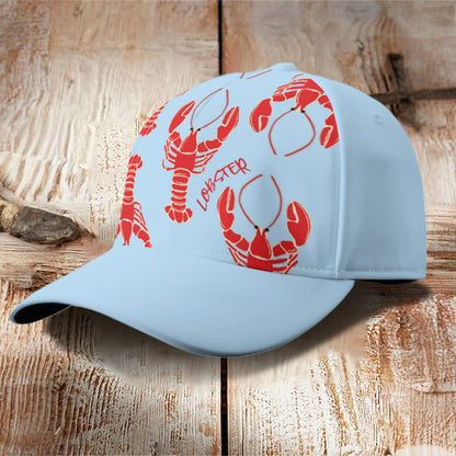 Creative Big Red Lobster Print Casual Cap - Sky Blue - one size - image 1
