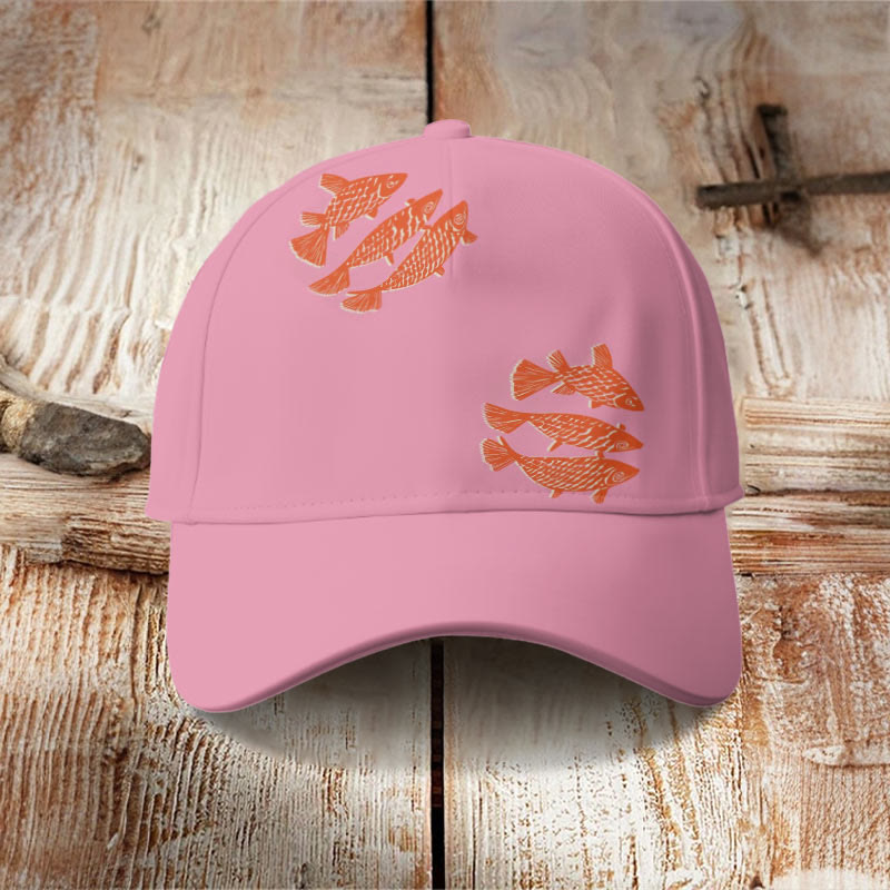 Lucky Red Koi Fish Art Print Casual Cap - Pink - one size - image 1