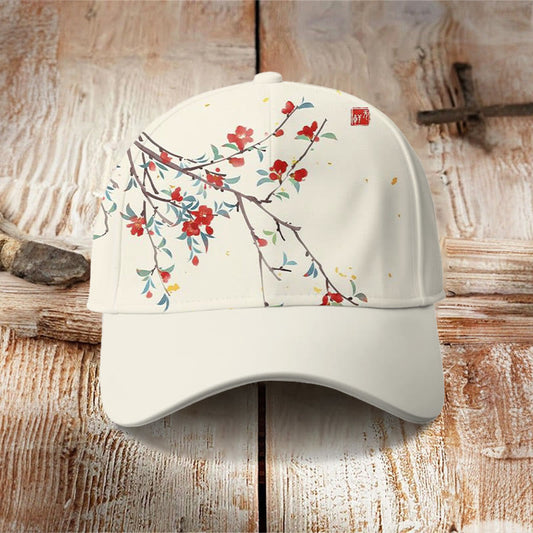 Watercolor Pomegranate Flower Art Print Casual Cap - Apricot - one size - image 1