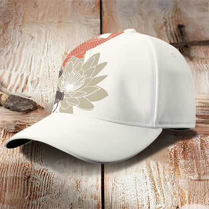 Good Luck Koi Fish Lotus Print Casual Cap - Apricot - one size - image 2
