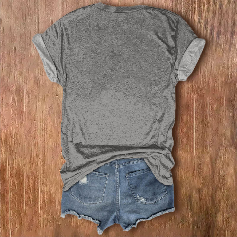Women's Sketch Kitten Watching Lighthouse Print V-neck Short-sleeved T-shirt - image 2