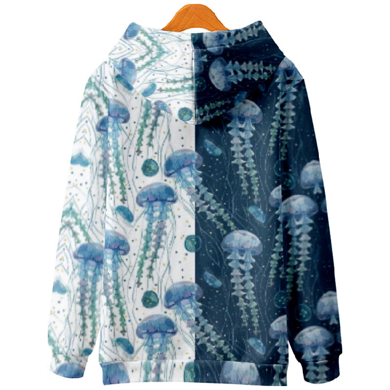 Women's Creative Jellyfish With Shell Foot Print Casual Long Sleeve Hoodie - image 2