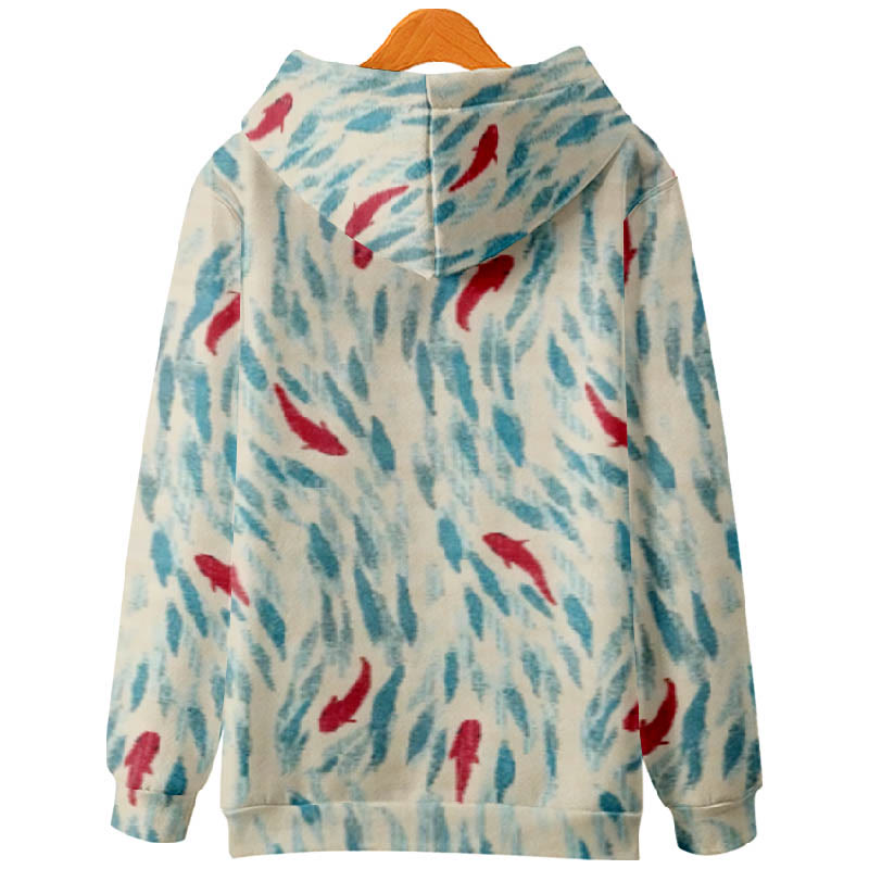 Women's Cute Little Goldfish Print Casual Long Sleeve Hoodie - image 2
