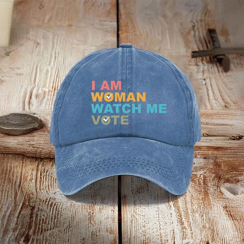 I Am Woman Watch Me Vote Print Cap - Blue - one size - image 8