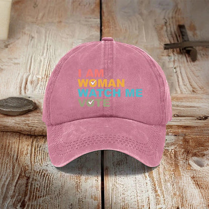 I Am Woman Watch Me Vote Print Cap - Pink - one size - image 4