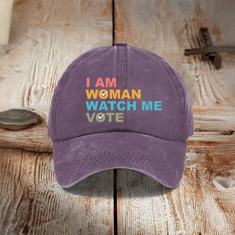 I Am Woman Watch Me Vote Print Cap - Purple - one size - image 5