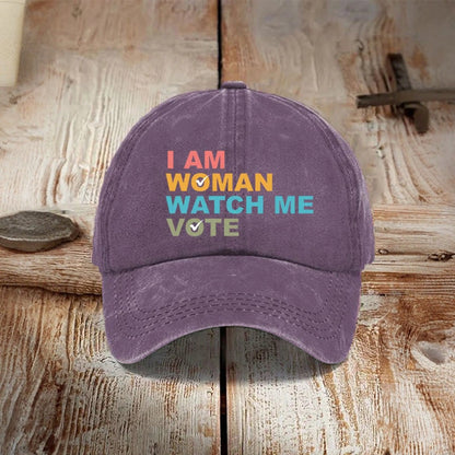 I Am Woman Watch Me Vote Print Cap - Purple - one size - image 5