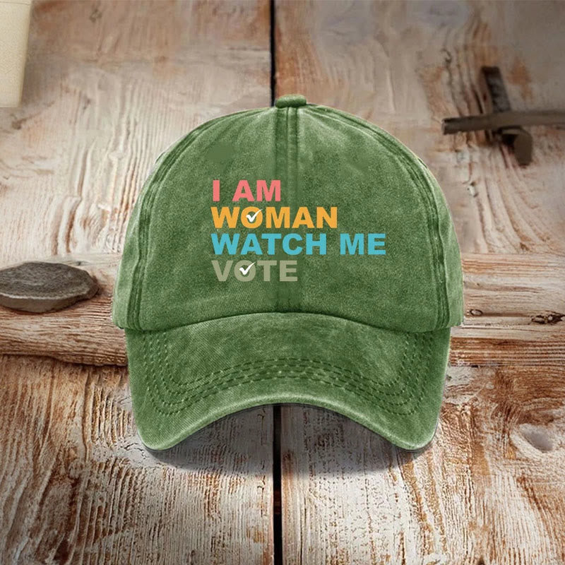 I Am Woman Watch Me Vote Print Cap - Green - one size - image 7