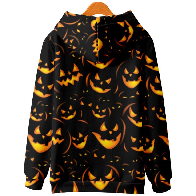 Women's Halloween Scary Blowing Pumpkins Print Casual Long Sleeve Hoodie - image 2