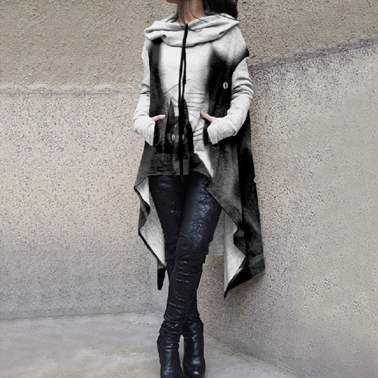 Women's Elegant Furry Persian Cat Print Casual Hoodie - Grey - 8XL - image 1