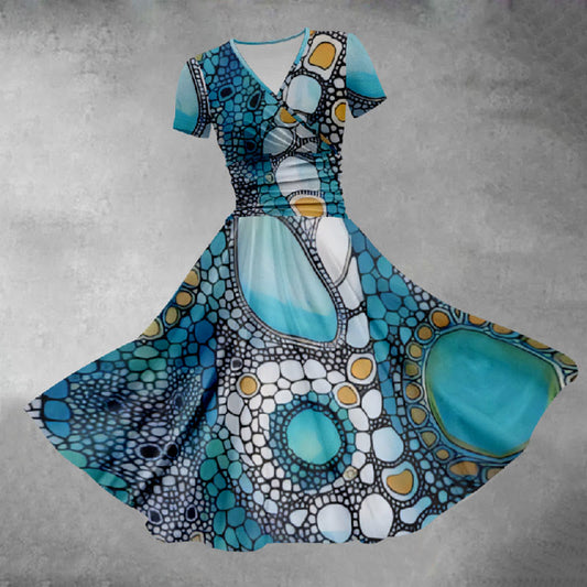 Women's Colorful Irregular Stones Art Print Midi Dress - Multicolor - 5XL - image 1