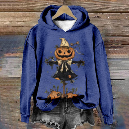 Halloween Creative Pumpkin Wizard Casual Long Sleeve Hoodie - Blue - 8XL - image 3