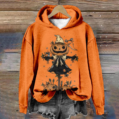 Halloween Creative Pumpkin Wizard Casual Long Sleeve Hoodie - Orange - 8XL - image 1