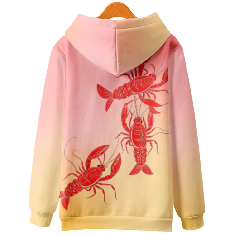 Women's Lovely Swimming Lobster Print Hoodie - image 2