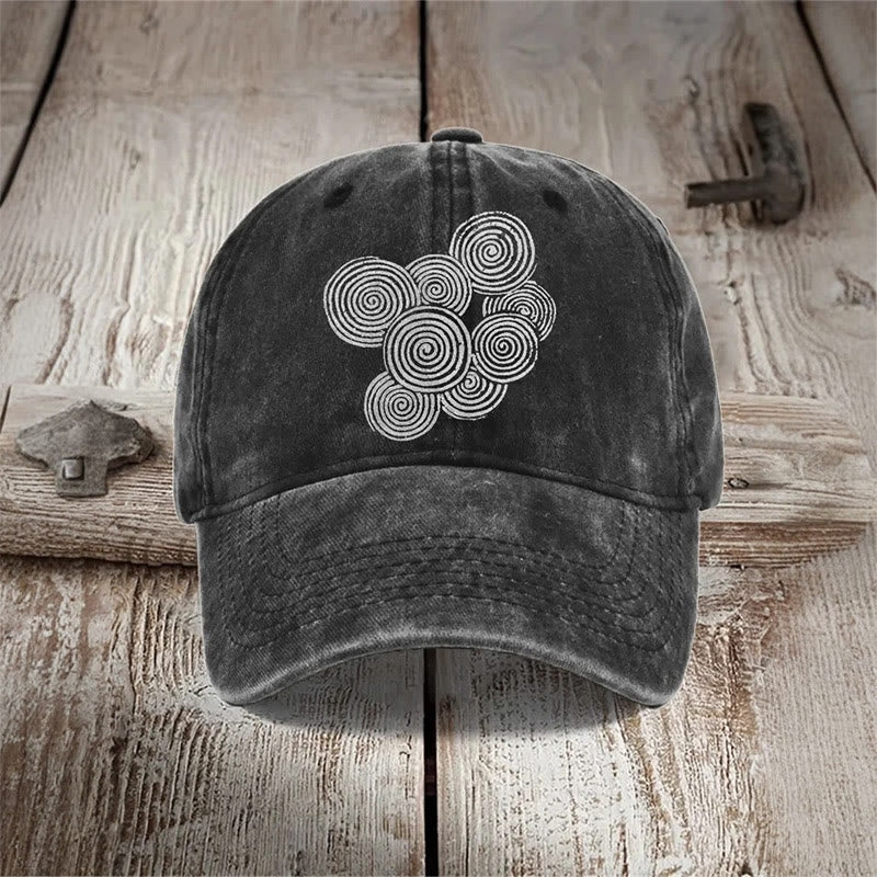Sea Waves Ripples Japanese Lino Art Print Washed Cap - Black - one size - image 2
