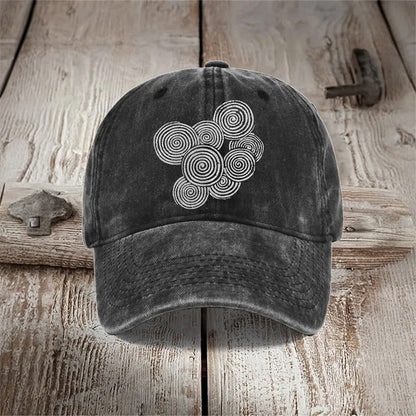 Sea Waves Ripples Japanese Lino Art Print Washed Cap - Black - one size - image 2