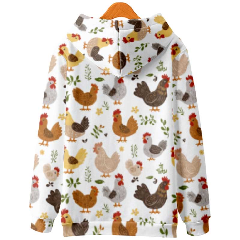 Women's Funny Rooster Leaf Pattern Art Print Long Sleeve Hoodie - image 2