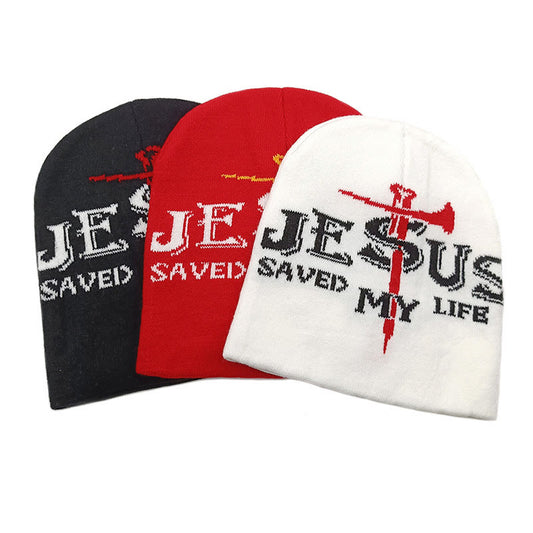 Jesus Saved My Life Pattern Knitted Hat - image 1