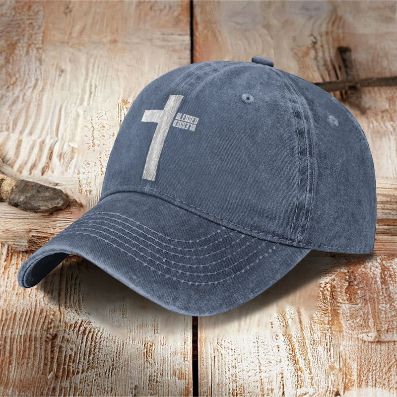Unisex Blessed Cross Print Washed Cap - image 9