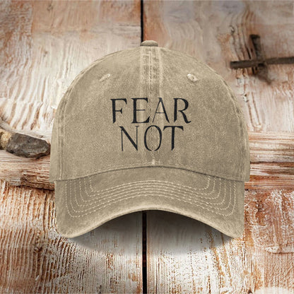 Unisex Fear Not Print Washed Cap - Camel - one size - image 4