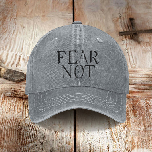 Unisex Fear Not Print Washed Cap - Grey - one size - image 1