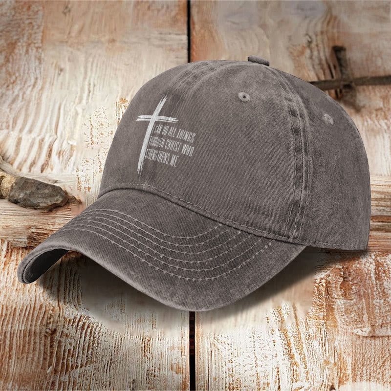 Unisex Philippians 4:13 Print Washed Cap - image 7