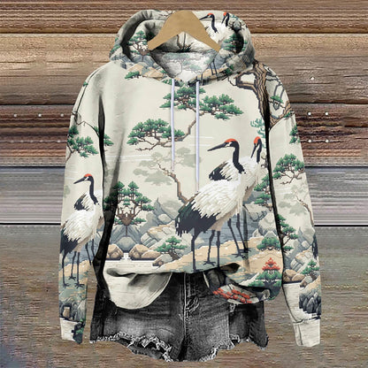 Plants And Cranes Art Print Hoodie - Apricot - 8XL - image 1