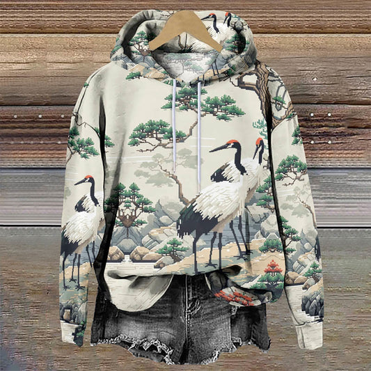 Plants And Cranes Art Print Hoodie - Apricot - 8XL - image 1