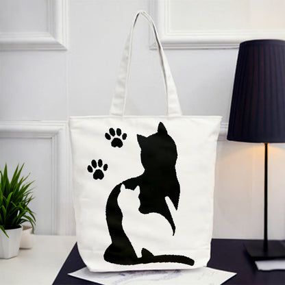 Funny Cat And Shadow Footprint Art Print Bag - White - one size - image 2
