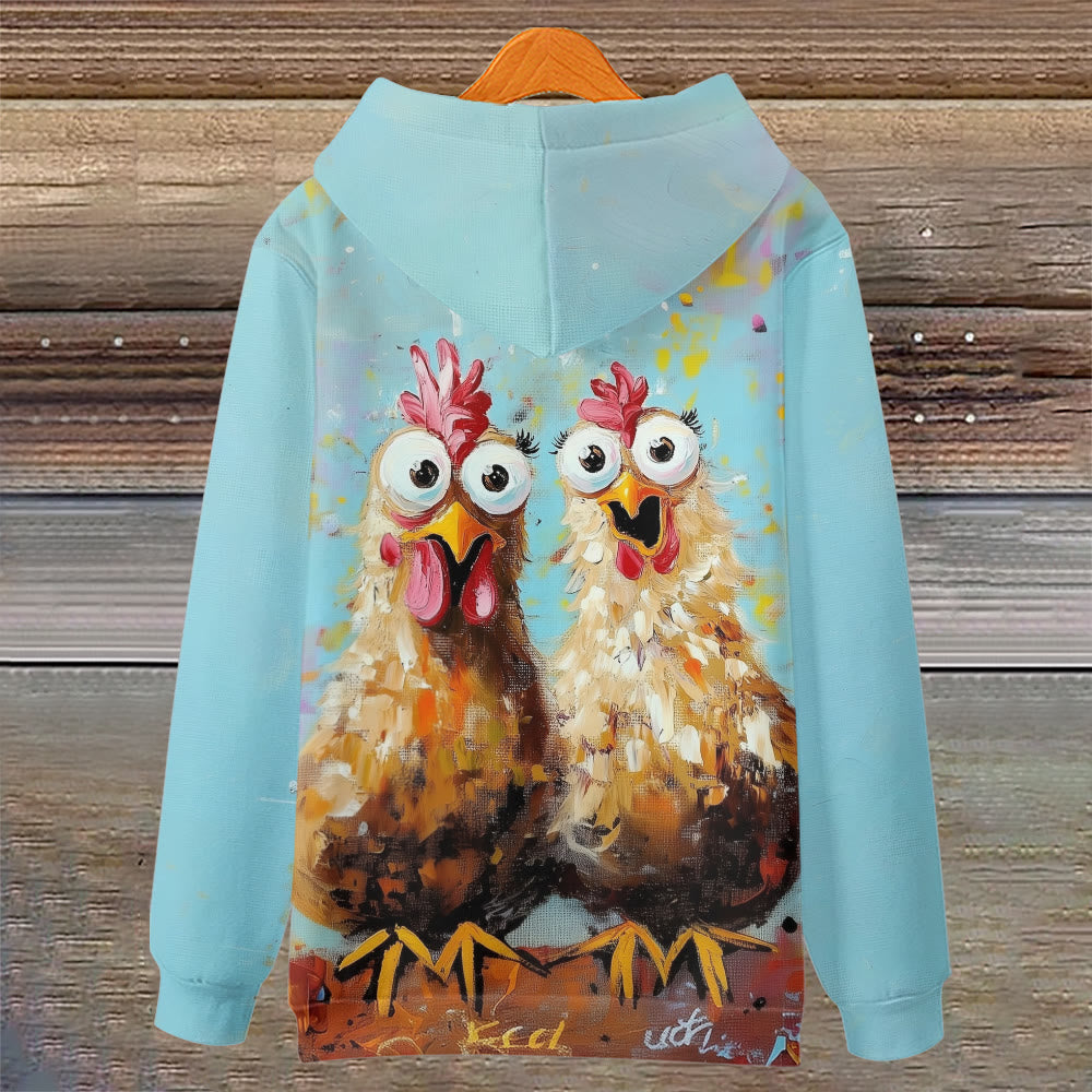 Women's Funny Rooster Graffiti Art Print Long Sleeve Hoodie - image 2