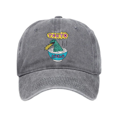 Unisex 100% Cotton The Monster Rice Of Tokyo Vintage Print Cap - Grey - one size - image 5