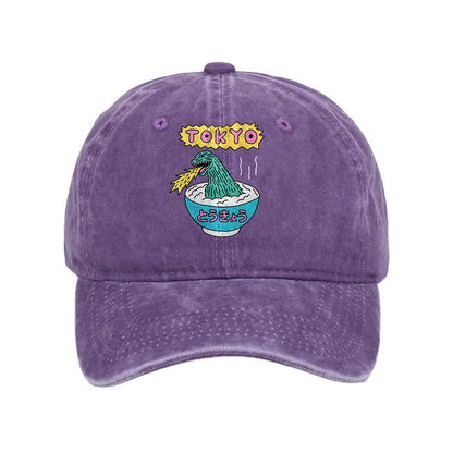 Unisex 100% Cotton The Monster Rice Of Tokyo Vintage Print Cap - Purple - one size - image 2