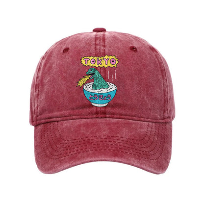 Unisex 100% Cotton The Monster Rice Of Tokyo Vintage Print Cap - Rose - one size - image 3