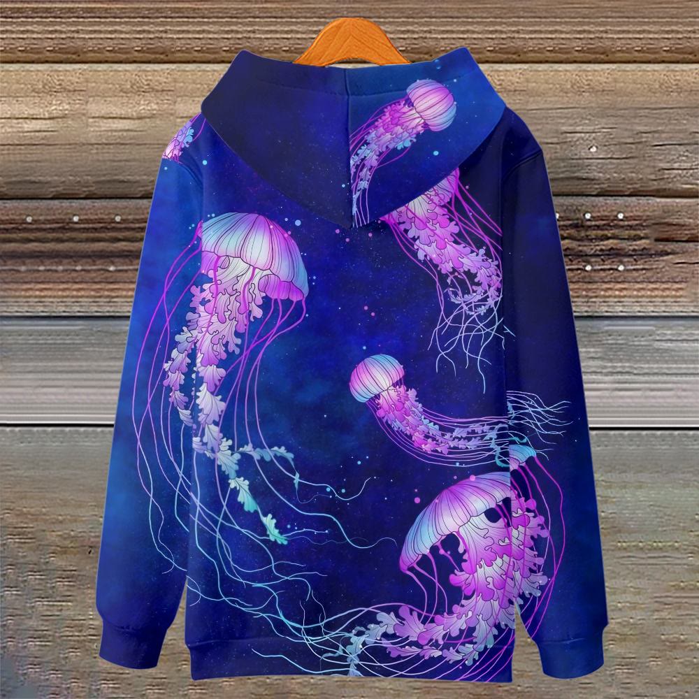 Women's Fantasy Glowing Jellyfish Print Casual Long Sleeve Hoodie - image 2