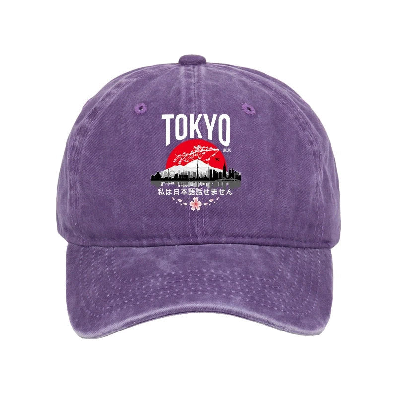 Unisex 100% Cotton I Don’t Speak Japanese Vintage Print Cap - Purple - one size - image 4