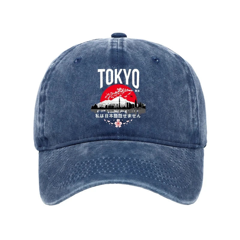 Unisex 100% Cotton I Don’t Speak Japanese Vintage Print Cap - Blue - one size - image 5