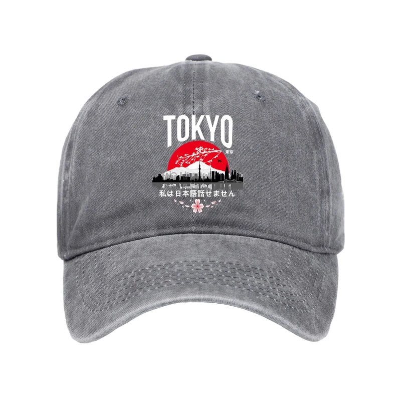 Unisex 100% Cotton I Don’t Speak Japanese Vintage Print Cap - Grey - one size - image 7